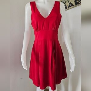 Victoria Secret Red V Neck Party Dress  Size 12 Attached Ribbons Tie at Back